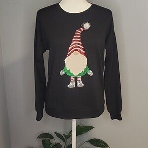 Workshop Republic Clothing Sequin Gnome Christmas Lightweight Sweatshirt Size XS